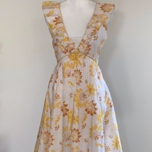 Rebecca Taylor White and Yellow Floral Dress